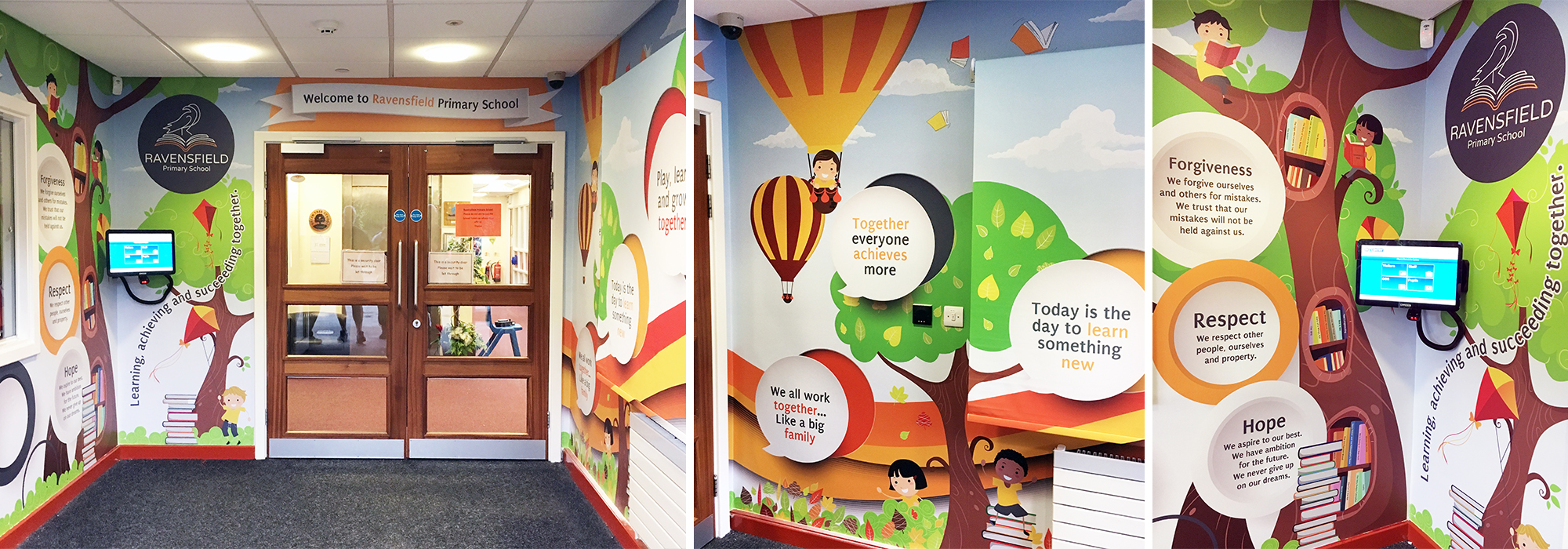 Wall vinyls for Ravensfield Primary School welcome area entrance