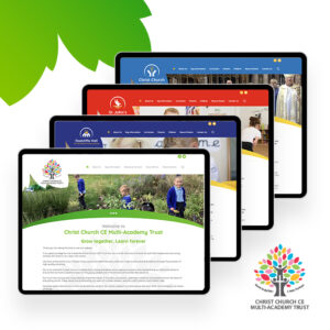 Thumbnail showing 4 visuals for the completed Christ Church Multi Academy Trust School Websites