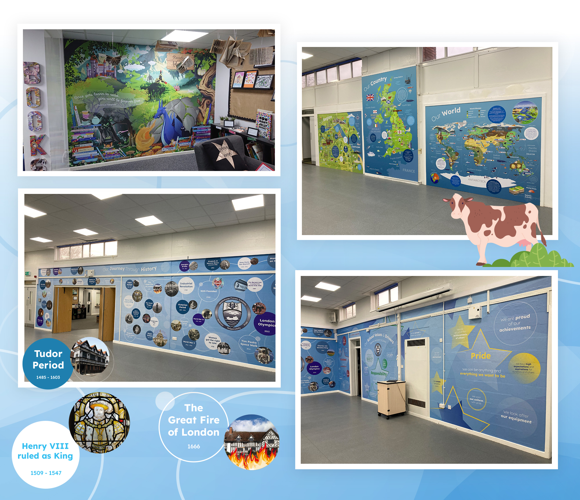 Image showing bespoke wall graphics at Middlethorpe Primary School